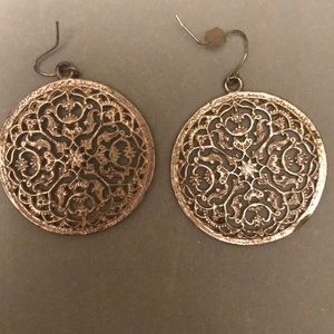 Silver medallion earrings